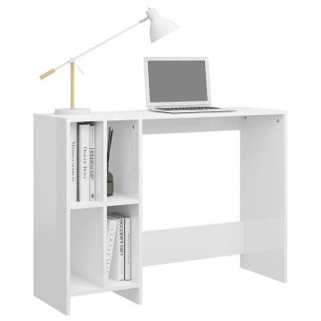 Modern High Gloss White Desk - 102.5x35x75 cm | HipoMarket