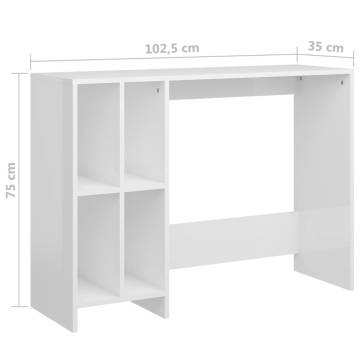 Modern High Gloss White Desk - 102.5x35x75 cm | HipoMarket