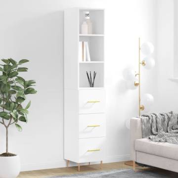 Elegant Highboard White 34.5x34x180 cm - Hipomarket UK