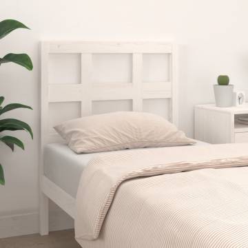 White Solid Wood Bed Headboard - Stylish & Rustic Design