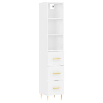 Elegant Highboard White 34.5x34x180 cm - Hipomarket UK