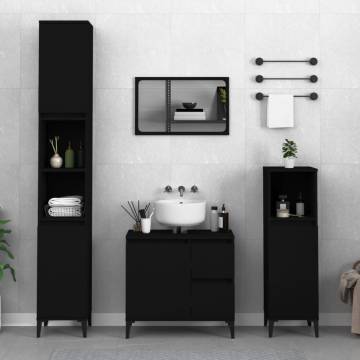 Stylish Black Bathroom Cabinet - 30x30x100 cm | Hipo Market