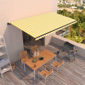 Manual Retractable Awning 500x350 cm - Yellow & White