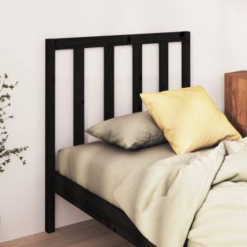 Stylish Black Pine Bed Headboard - 96x4x100 cm