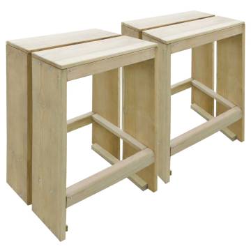 Outdoor Bar Stools - 2pcs Impregnated Pinewood | HipoMarket