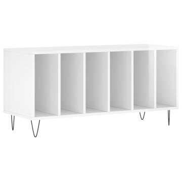 Stylish High Gloss White Record Cabinet - 100x38x48 cm