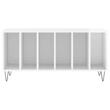 Stylish High Gloss White Record Cabinet - 100x38x48 cm