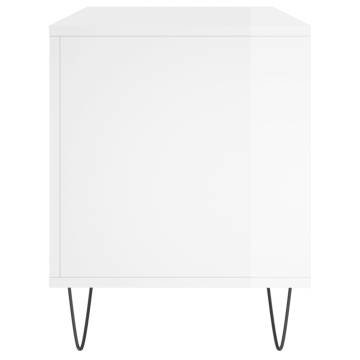 Stylish High Gloss White Record Cabinet - 100x38x48 cm