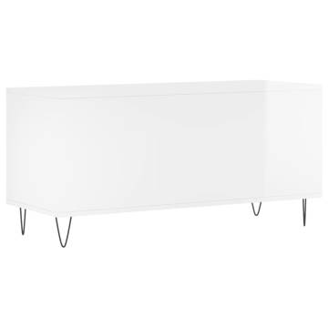 Stylish High Gloss White Record Cabinet - 100x38x48 cm