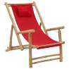 Deck Chair Bamboo and Canvas Red Colour red Quantity in Package 1 