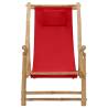 Red Bamboo & Canvas Deck Chair - Height Adjustable Comfort