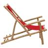 Red Bamboo & Canvas Deck Chair - Height Adjustable Comfort