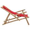 Red Bamboo & Canvas Deck Chair - Height Adjustable Comfort