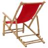 Red Bamboo & Canvas Deck Chair - Height Adjustable Comfort