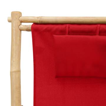 Red Bamboo & Canvas Deck Chair - Height Adjustable Comfort