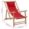 Red Bamboo & Canvas Deck Chair - Height Adjustable Comfort