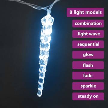 Christmas Icicle Lights - 40pcs Cold White with Remote Control