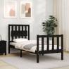 Bed Frame with Headboard Black Small Single Solid Wood Colour black Size 75 x 190 cm 