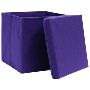 Purple Storage Boxes with Lids - 4 pcs | 32x32x32 cm