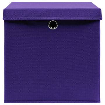 Purple Storage Boxes with Lids - 4 pcs | 32x32x32 cm