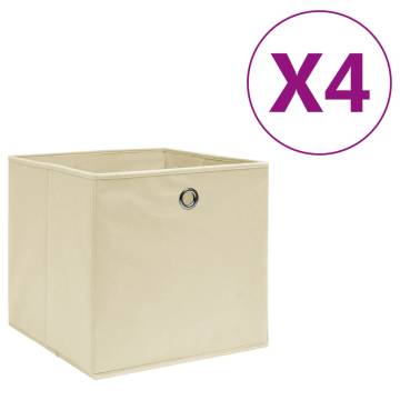 Non-Woven Fabric Storage Boxes - 4 pcs Cream 28x28x28 cm