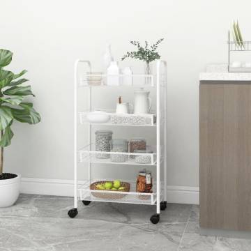 4-Tier Kitchen Trolley White - Space-Saving & Durable