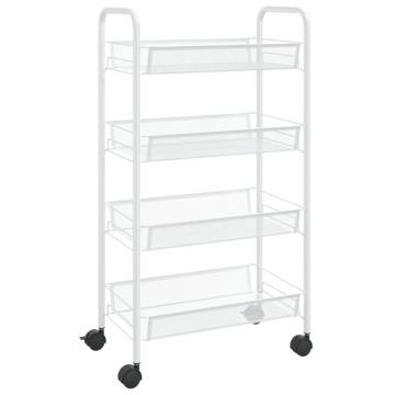 4-Tier Kitchen Trolley White - Space-Saving & Durable