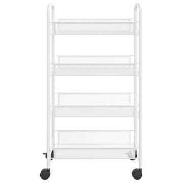 4-Tier Kitchen Trolley White - Space-Saving & Durable