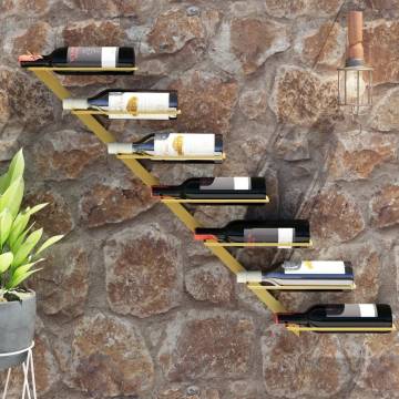 Wall-mounted Wine Rack for 7 Bottles - Gold Metal | HipoMarket