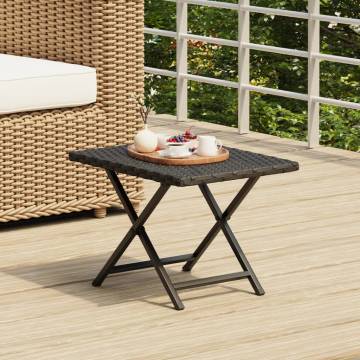 Folding Table Black 45x35x32 cm - Durable Poly Rattan