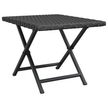 Folding Table Black 45x35x32 cm - Durable Poly Rattan