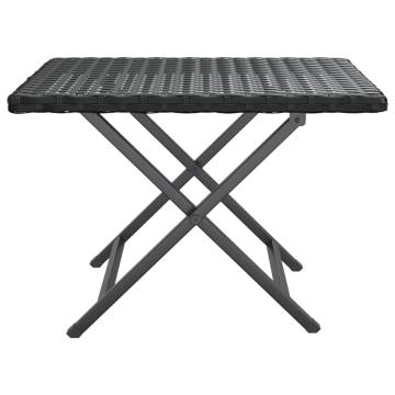 Folding Table Black 45x35x32 cm - Durable Poly Rattan