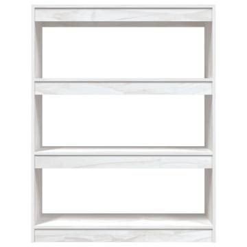 White Book Cabinet & Room Divider - Solid Pinewood 100x30x103 cm