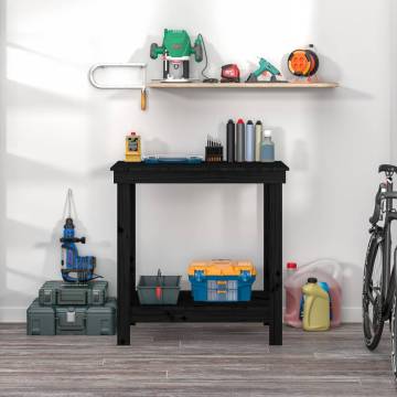 Work Bench Black 80x50x80 cm - Solid Pine Wood | HipoMarket