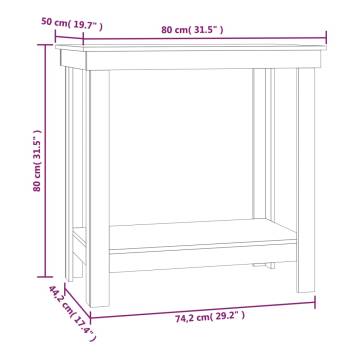 Work Bench Black 80x50x80 cm - Solid Pine Wood | HipoMarket