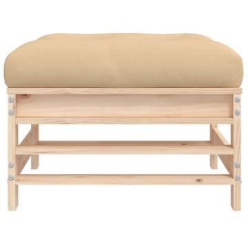 Garden Footstool with Cushion - Solid Pine Wood Comfort