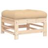 Garden Footstool with Cushion - Solid Pine Wood Comfort