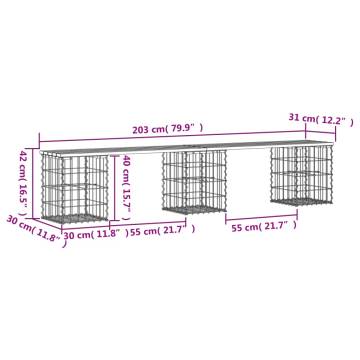 Garden Bench Gabion Design - Solid Pine Wood | HipoMarket