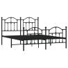 Metal Bed Frame with Headboard & Footboard - Black Double Bed