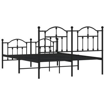 Metal Bed Frame with Headboard & Footboard - Black Double Bed