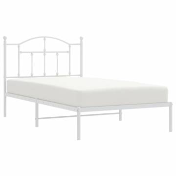 White Metal Bed Frame with Headboard 100x190 cm | HipoMarket