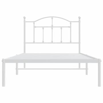 White Metal Bed Frame with Headboard 100x190 cm | HipoMarket