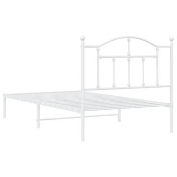 White Metal Bed Frame with Headboard 100x190 cm | HipoMarket