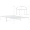 White Metal Bed Frame with Headboard 100x190 cm | HipoMarket