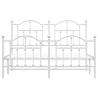 Elegant White Metal Bed Frame with Headboard & Footboard