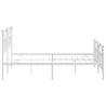 Elegant White Metal Bed Frame with Headboard & Footboard