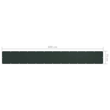 Dark Green Balcony Screen 75x600 cm | Waterproof Privacy Shade