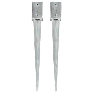 Ground Spikes 2 Pcs Silver Galvanised Steel - Durable & Easy to Use