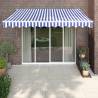 Retractable Awning Blue and White 3x2.5 m Fabric and Aluminium Colour blue and white Size 3 x 2.5 m Quantity in Package 1 