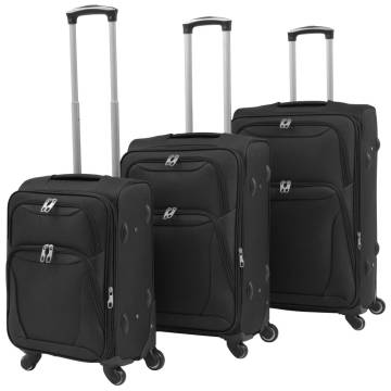 3 Piece Soft Case Trolley Set Black - Durable & Lightweight Travel